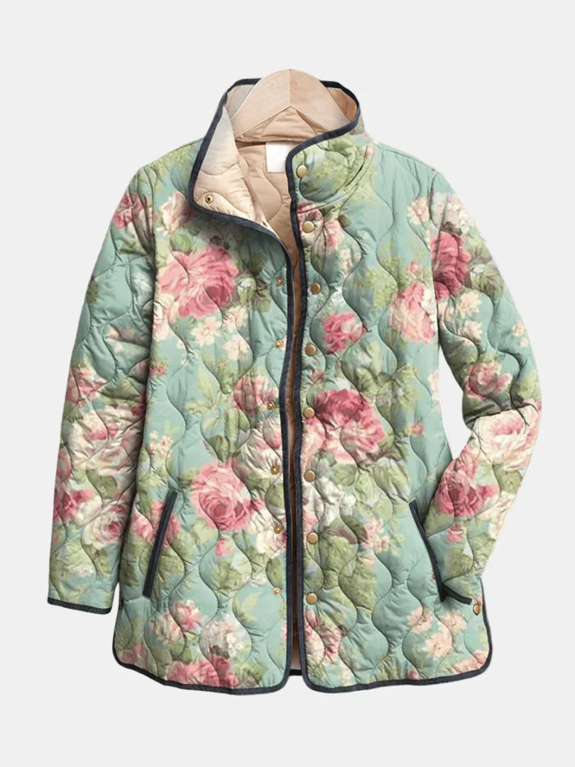 Mila - Charming Vintage Floral Print Quilted Jacket