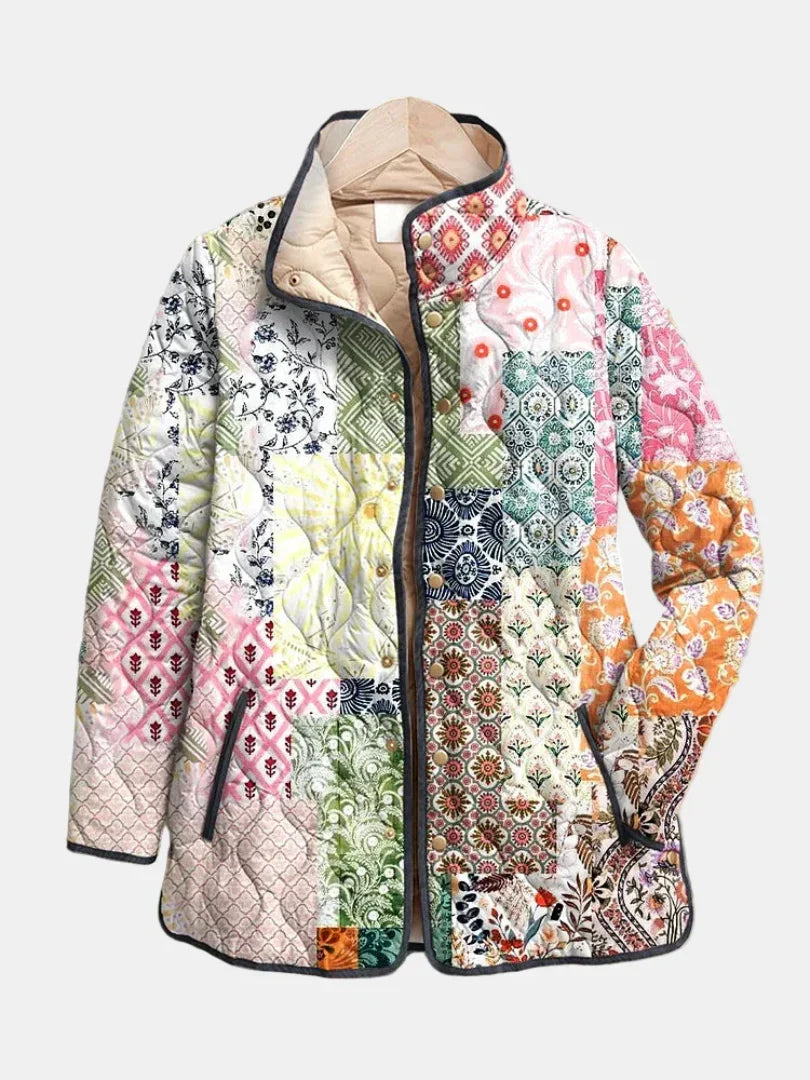 Mila - Charming Vintage Floral Print Quilted Jacket