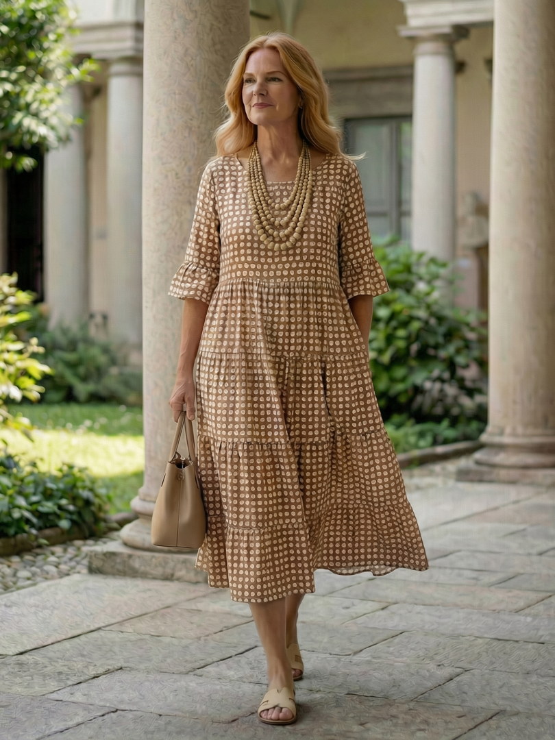 Arlo | Polka Dot Tiered Midi Dress