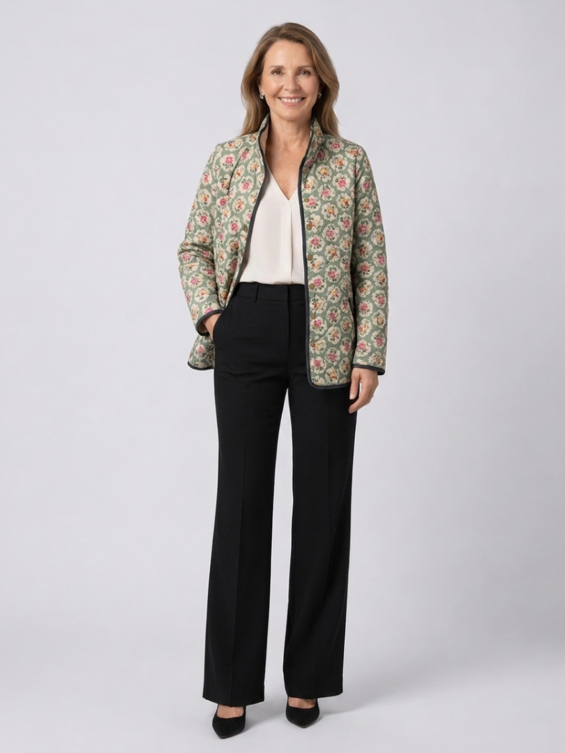 Aveline | Vintage Floral Art Print Quilted Jacket