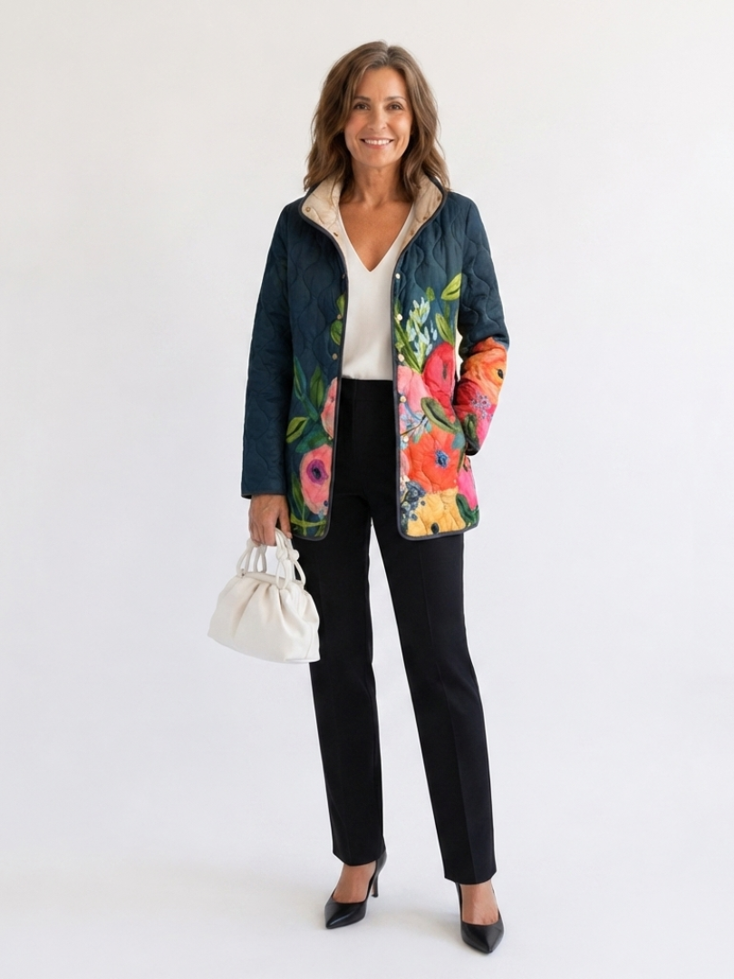 Amaya | Vintage Floral Print Quilted Jacket