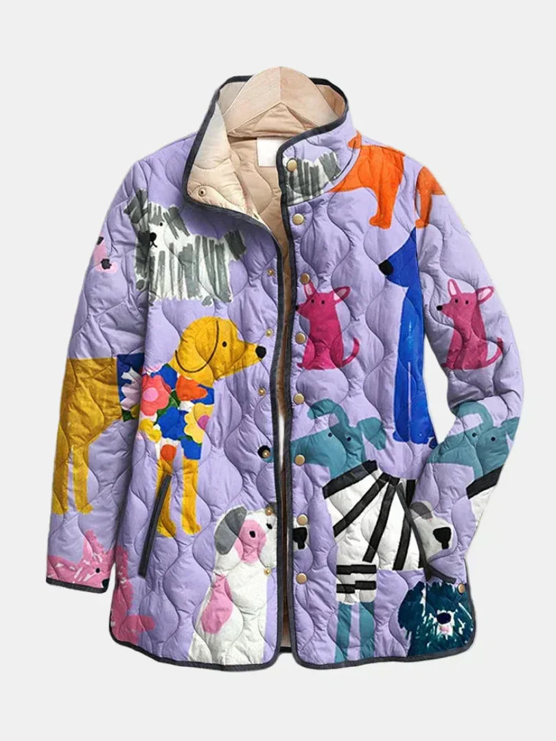 Mila - Charming Vintage Floral Print Quilted Jacket