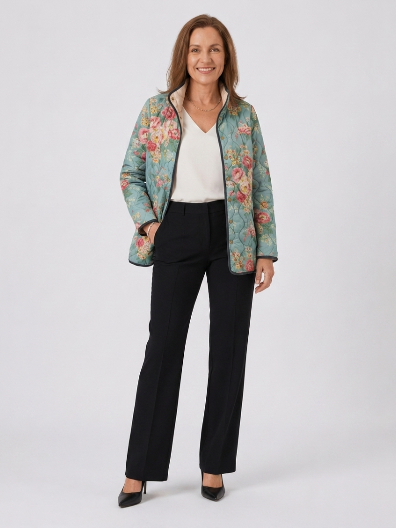 Elara | Quilted Floral Print Jacket