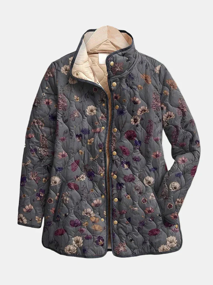Mila - Charming Vintage Floral Print Quilted Jacket