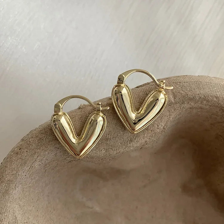Graceful Heart Hoop Earrings