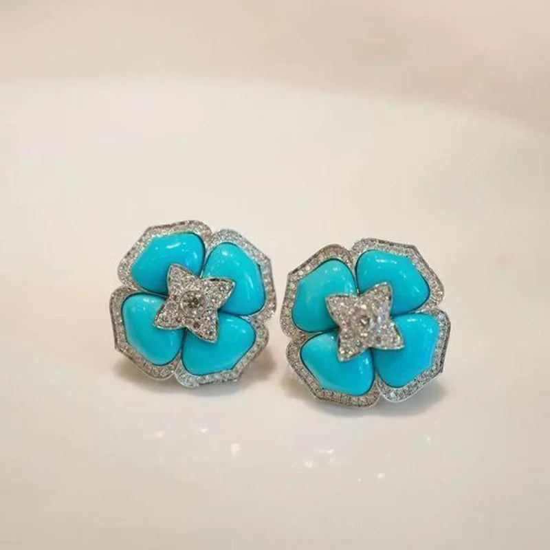 Intimate Turquoise Flower Earrings